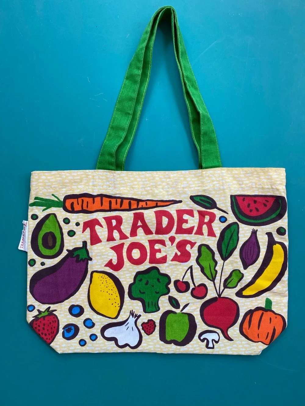 NWOT Vintage Trader Joe's Fruit & Veggies Canvas Cloth Tote Bag.
Market Tote. - Picture 1 of 8